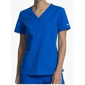 Royal Cherokee Scrubs Workwear Professionals V Neck Knit Panel Top WW2968 XSMALL